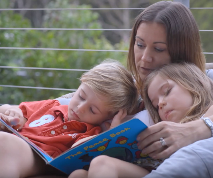 family reading together