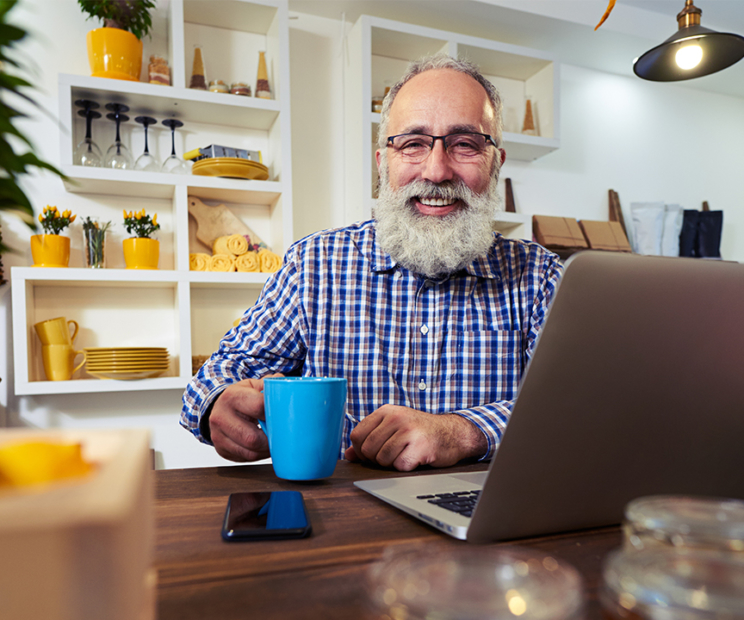 man working on computer